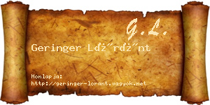 Geringer Lóránt névjegykártya